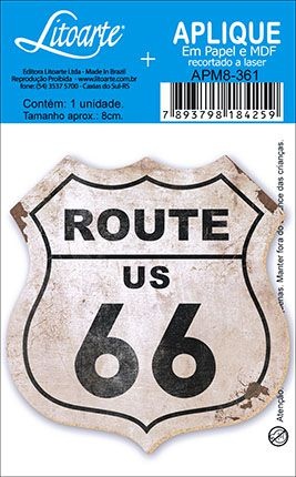 APM8-361 - Aplique Em Papel E MDF - Route 66