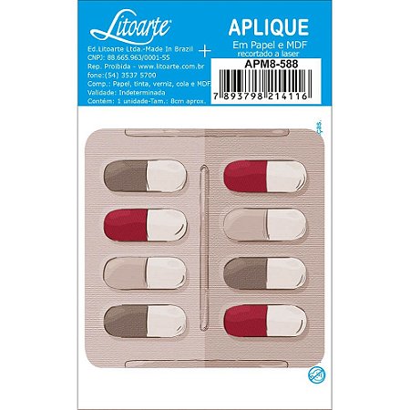 APM8-588 - Aplique Em Papel E MDF - Cartela de Remédio