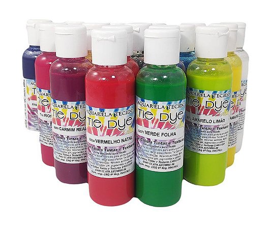Kit Aquarela Tie Dye 17 Cores Para Tecido True Colors 60 ml