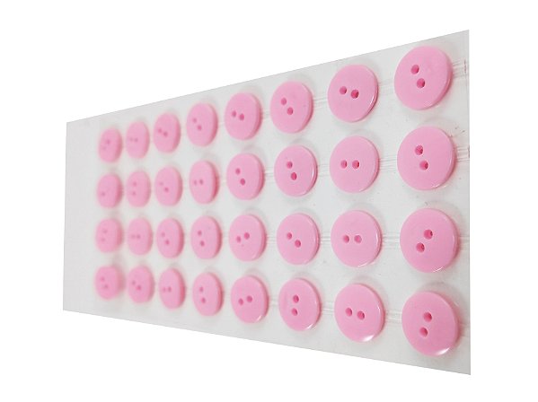 Cartela Com 32 Botões Adesivos Rosa Claro 12 mm