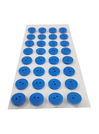 Cartela Com 32 Botões Adesivos Azul 12 mm