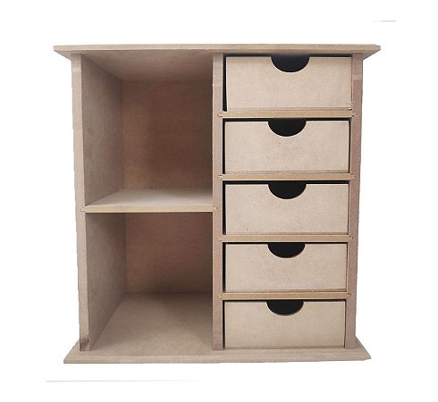 Organizador c/ 2 Compartimentos e 5 Gavetas em MDF Liso