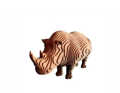Rinoceronte 3D Laser Em MDF 100% Qualidade Decoração