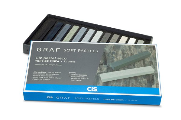 Gis Pastel Seco Graf Soft Pastels Tons Cinza - 12 Cores