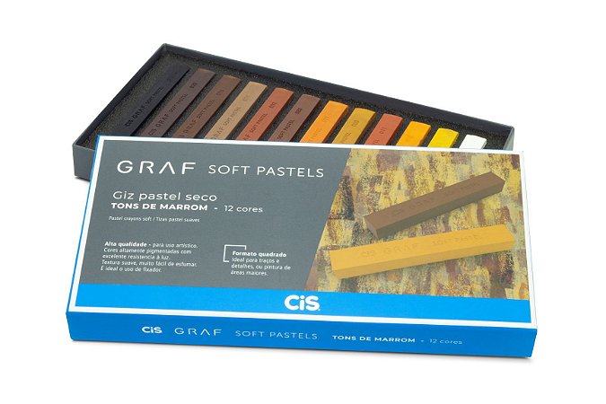 Gis Pastel Seco Graf Soft Pastels Tons Marrom - 12 Cores