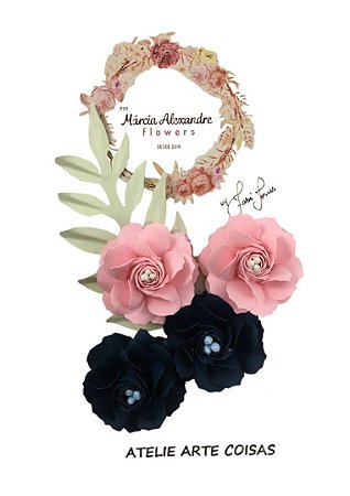 Flores de Papel P/Scrapbook Blueberry Com Rosas Fabi Torres