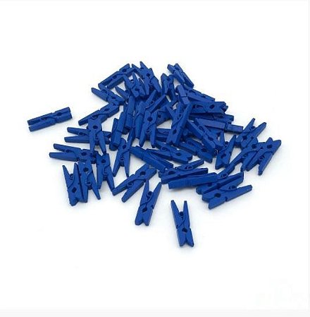 Kit Mini Prendedor Pregador Madeira 2,5cm Azul Escuro 100 Un