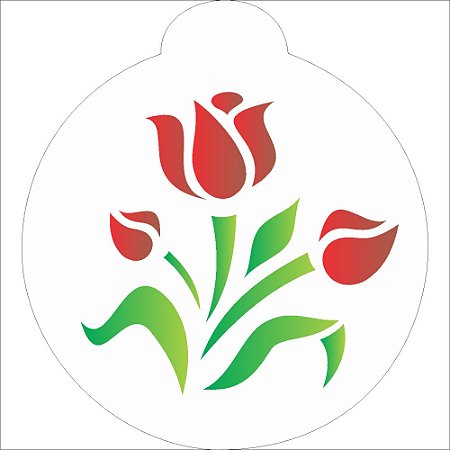 Stencil 10X10 Redondo Flores Tulipas - Opa 843