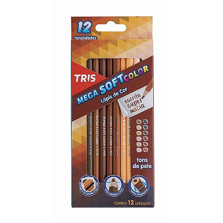 Lápis de Cor Mega Soft Color Tons Pele 12 Cores Tris 687735