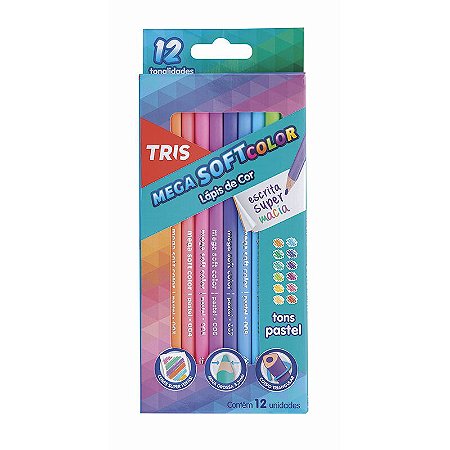 Lápis de Cor 12 Cores Tons Pastel Mega Soft TRIS