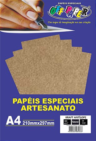 Papel Kraft Antílope Off Paper 180g/m² Com 50 Folhas A4