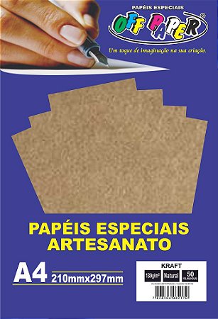 Papel Kraft Natural Off Paper 180g/m² Com 50 Folhas A4