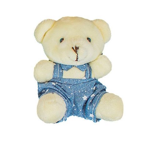 Ursinho Menino Com Macacão Azul Estrelinha Urso Pelúcia