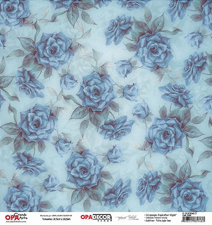 Papel Para Scrapbook Opadecor 30,5x30,5 - Flor Rosas 2800