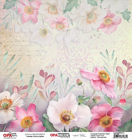 Papel Para Scrapbook Opadecor 30,5x30,5 - Flor Anêmonas 2 2640