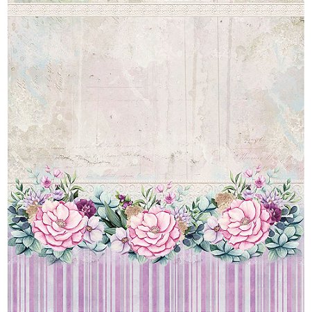 Papel Para Scrapbook 30,5 Cm X 30,5 Cm - ESTAMPA FLORES SD-1144