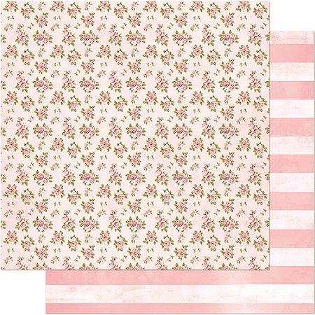 Papel Para Scrapbook Dupla Face 30,5 Cm X 30,5 Cm - SD-381 - Flores E Listras