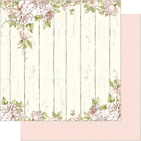 Papel Para Scrapbook Dupla Face 30,5 Cm X 30,5 Cm - SD-471 - Flores Fundo De Madeira