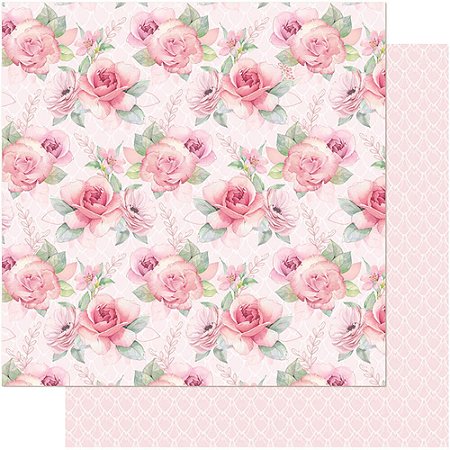 Papel Para Scrapbook Dupla Face 30,5 Cm X 30,5 Cm - SD-742 - Floral Cor De Rosa