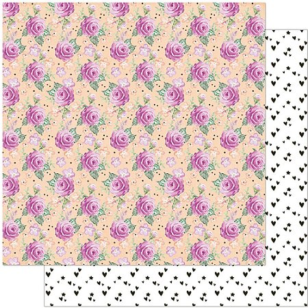 Papel Para Scrapbook Dupla Face 30,5 cm x 30,5 cm - SD-907 - Planner - Rosas E Flores II