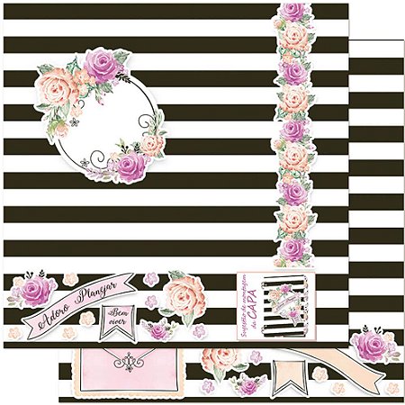 Papel Para Scrapbook Dupla Face 30,5 cm X 30,5 cm - SD-905 - Planner - Rosas E Flores