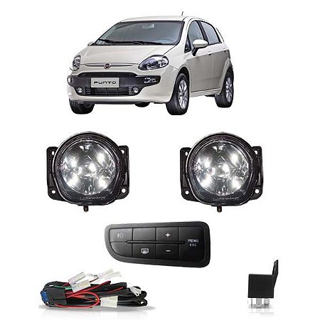 Kit Farol Milha Auxiliar Punto 2012 2013 2014 Botão Original