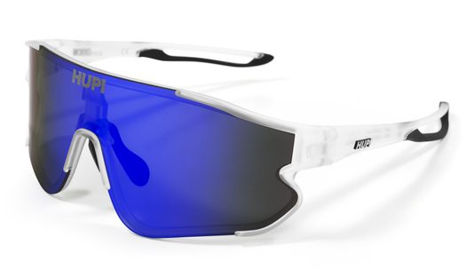 Óculos de Sol Hupi Bornio Cristal/Preto - Lente Azul Espelhado