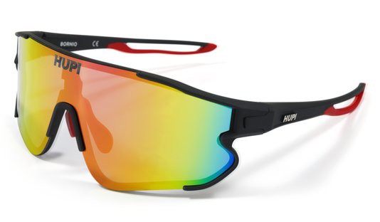 Óculos de Sol Hupi Bornio Preto/Vermelho - Lente Rosa Espelhado