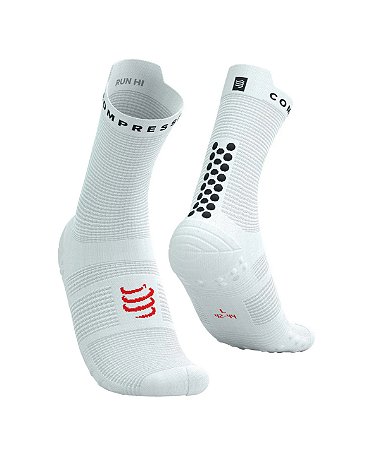 Meia de Compressão para Corrida Compressport V4 Branca - Cano Médio
