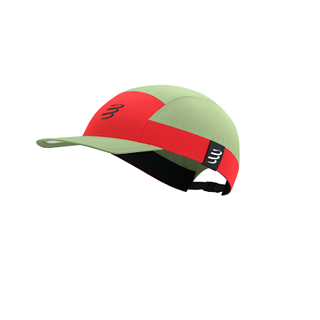 Boné Five Panel Compressport - Verde / Laranja