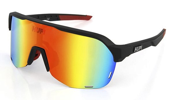 Óculos de Sol Hupi Huez Preto e Vermelho - Lente Vermelha Espelhada
