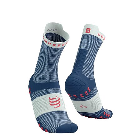 Meia de Compressão para Corrida Compressport - Pró Racing V4 Cano Médio Blue/Suggar