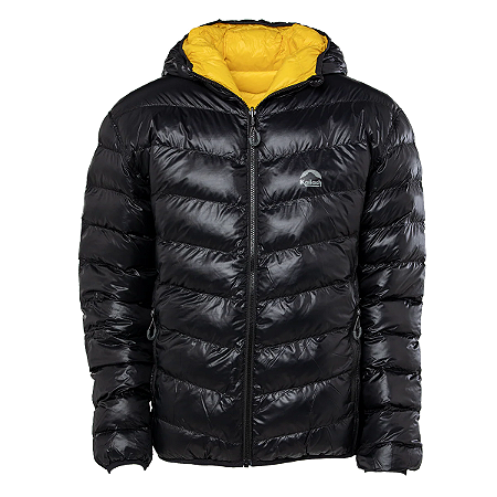 Jaqueta Puffer Double Patagônia Kailash Dupla Face - Masculina Preta/Verde Limão