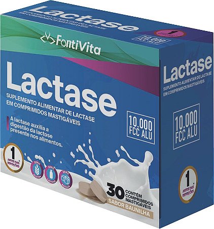 Lactase 30 Comprimidos Mastigáveis Sabor Baunilha