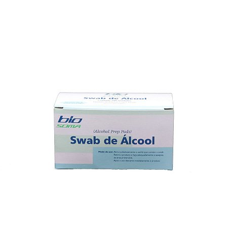 Almofada Assepsia Álcool Swabs 70% Bio Soma c/ 100 unidades