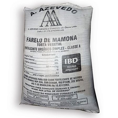 Farelo de Mamona Torta Vegetal Fertilizante Orgânico Simples  50Kg