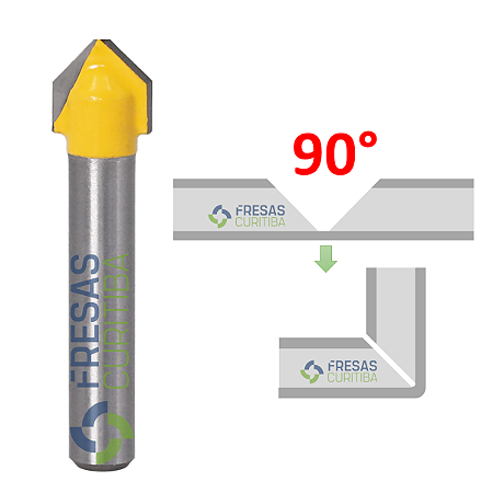 Fresa para dobrar (vincar) ACM 90 graus haste 6mm