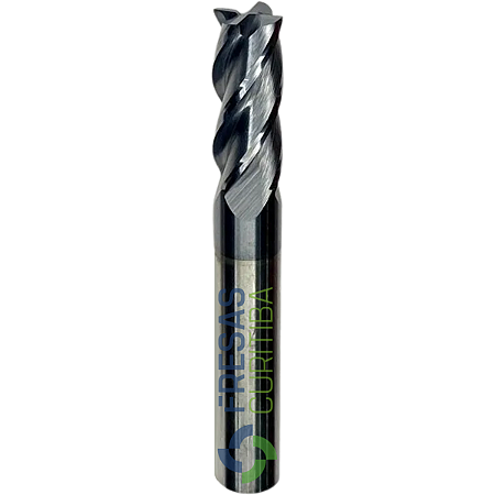 Fresa 4 cortes helicoidais HRC55 revestida com AlTiN