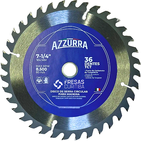 Disco Serra Circular Azzurra Alternado E/D 36 dentes 184mm p/ madeira