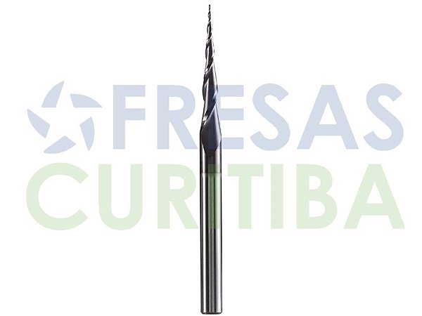 Fresa Cônica Ball Nose com haste de 3,175mm HRC55 revestida com TiAlN