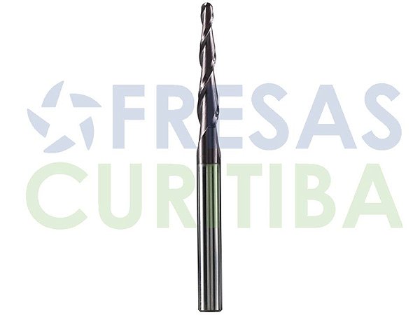 Fresa Cônica Ball Nose com haste de 6mm HRC55 revestida com TiAlN