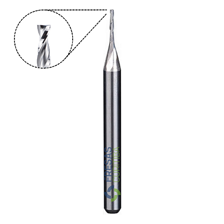 Fresa 2 cortes helicoidais com haste de 3,175mm e corte 1mm metal duro
