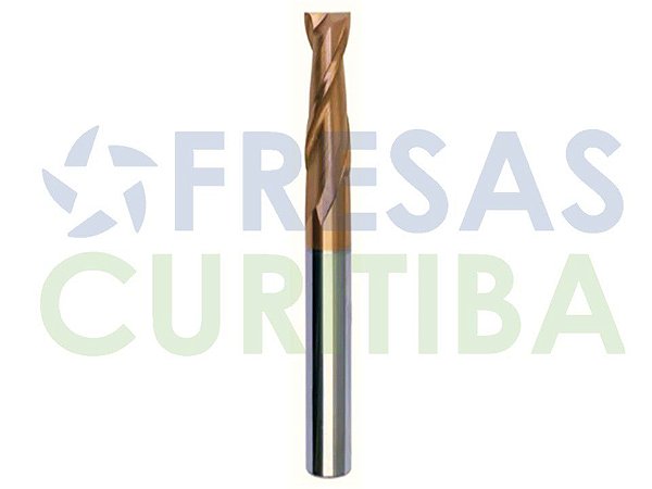 Fresa 2 cortes helicoidais HRC55 revestida com AICrN