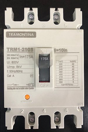 Disjuntor Tripolar 175A 25KA - TRM1 250s - Marca Tramontina