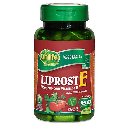 Liprost E - Licopeno com vitamina E – 60 cápsulas de 450mg cada – Unilife Vitamins.