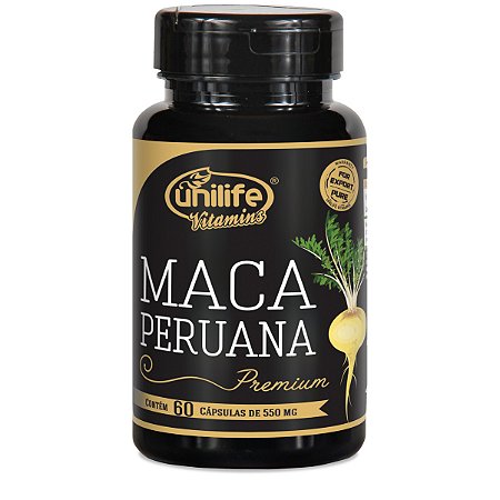 Maca Peruana Premium Pura – 60 Cápsulas de 550mg Cada – Unilife Vitamins