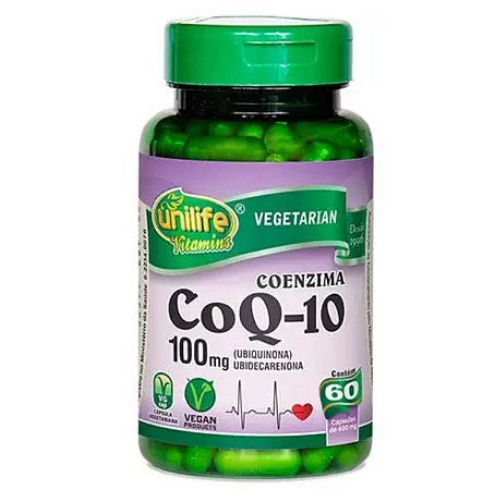Coenzima CoQ-10 (Ubiquinona) ubidecarenona – Contém 60 cápsulas de 100mg de coenzima Q10– Unilife Vitamins