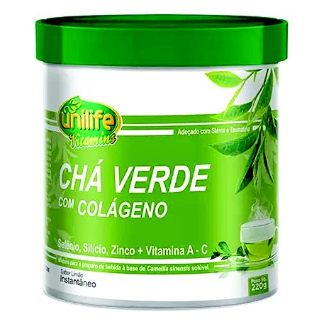 Chá Verde com Colágeno – Sabor Limão 220g – Unilife
