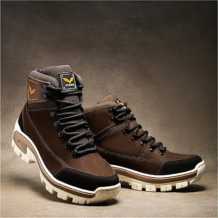 Coturno Masculino Adventure de Couro Legitimo Palmilha de Gel