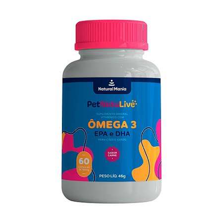 ÔMEGA 3 Suplemento mineral vitamínico com ômega 3 EPA e DHA para cães e gatos